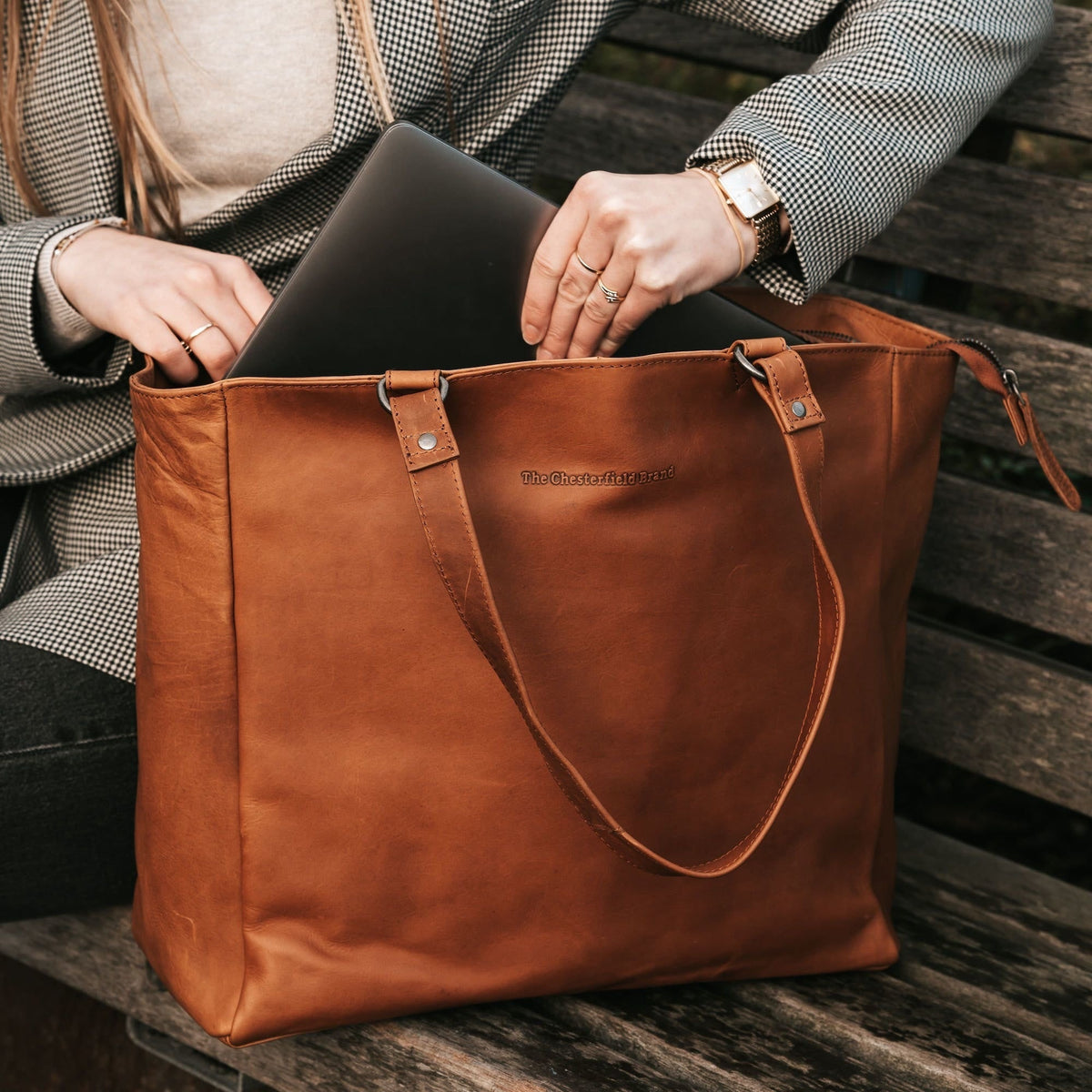 Berlin Full-Grain Leather Tote Bag Damska – alternate product view 2
