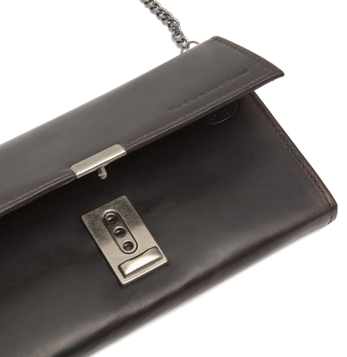 Solid Antique Brass Hardware &amp; Heavy-Duty Dual Zipper Detail on Bora Full-Grain Leather Waiter Wallet Damska