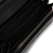 Solid Antique Brass Hardware &amp; Heavy-Duty Dual Zipper Detail on Arvento Full-Grain Leather Wallet Damska