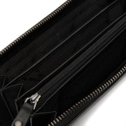 Solid Antique Brass Hardware &amp; Heavy-Duty Dual Zipper Detail on Cantara Full-Grain Leather Wallet Damska