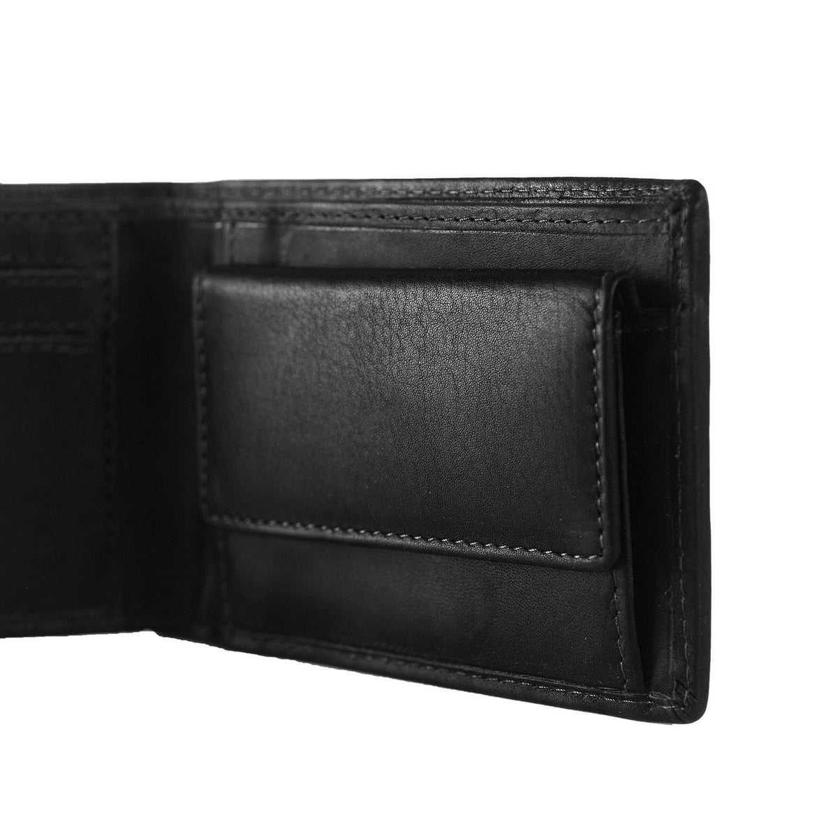Enzo Full-Grain Leather Wallet Męska - Structured Side Profile Showing Gusset Depth &amp; Expansion Capacity