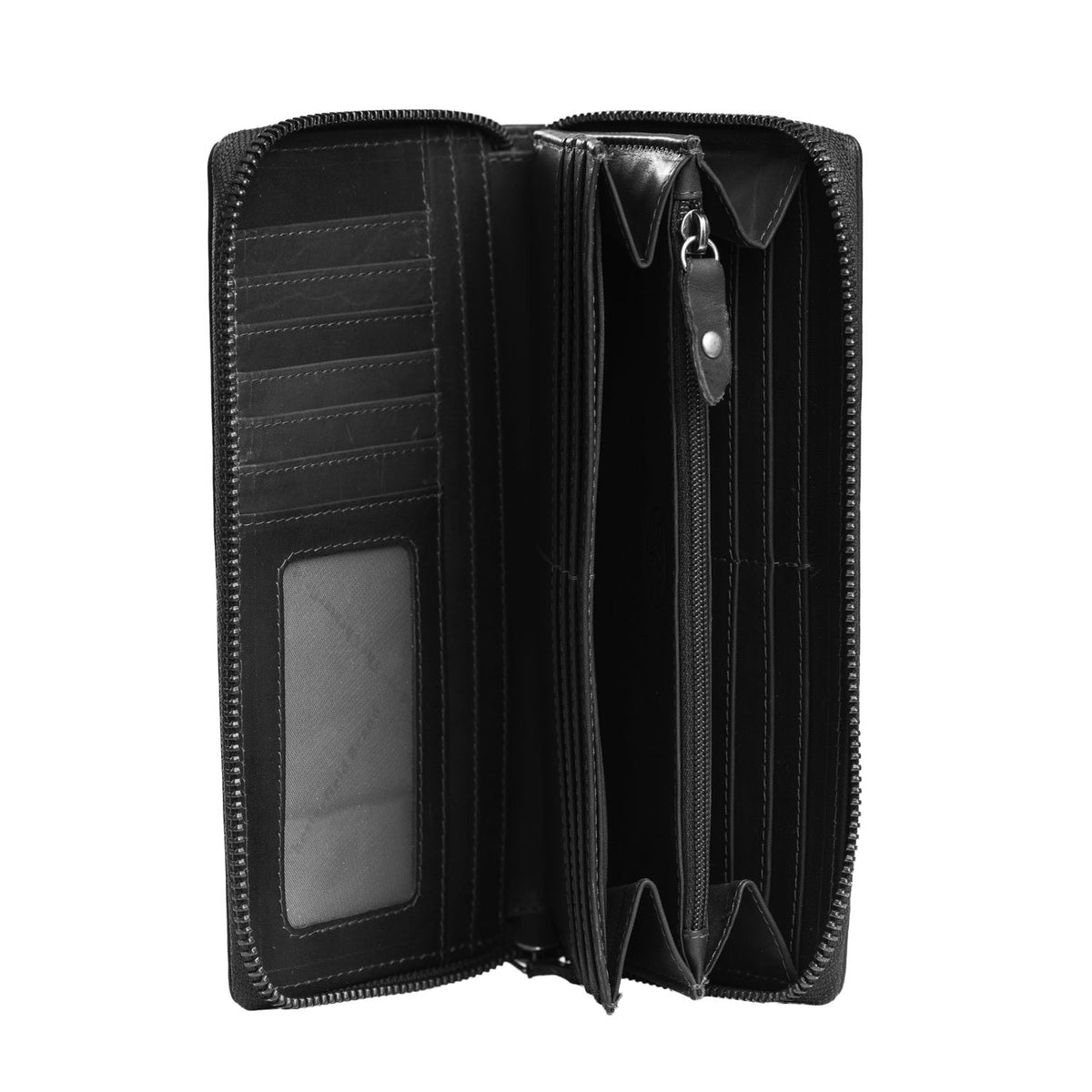 Halle Skóra licowa Wallet - Structured Side Profile Showing Gusset Depth &amp; Expansion Capacity