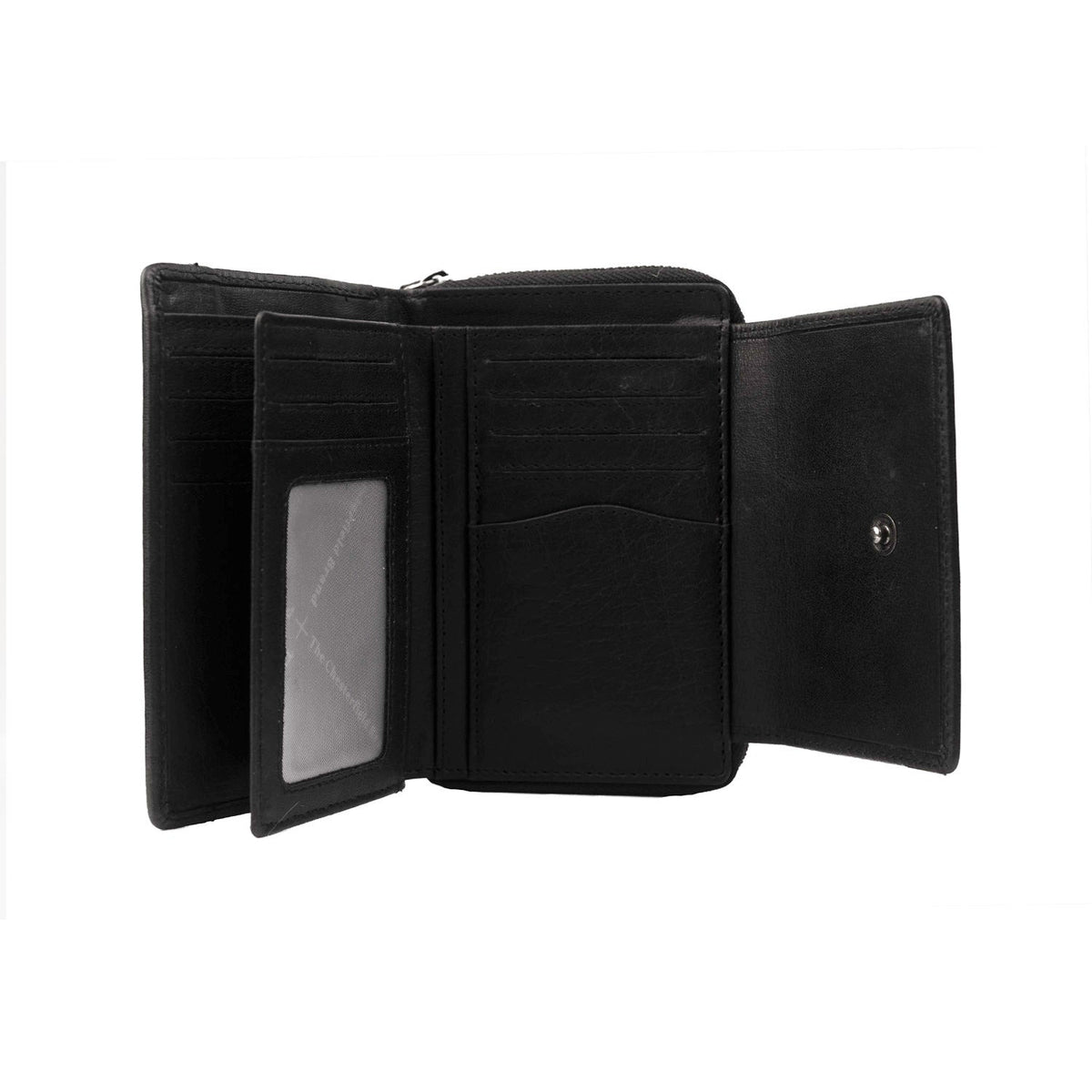 Solid Antique Brass Hardware &amp; Heavy-Duty Dual Zipper Detail on Hanoi Full-Grain Portfel Skórzany Damska
