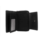 Solid Antique Brass Hardware &amp; Heavy-Duty Dual Zipper Detail on Hanoi Full-Grain Portfel Skórzany Damska