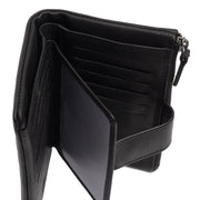Solid Antique Brass Hardware &amp; Heavy-Duty Dual Zipper Detail on Landau Full-Grain Leather Wallet Damska