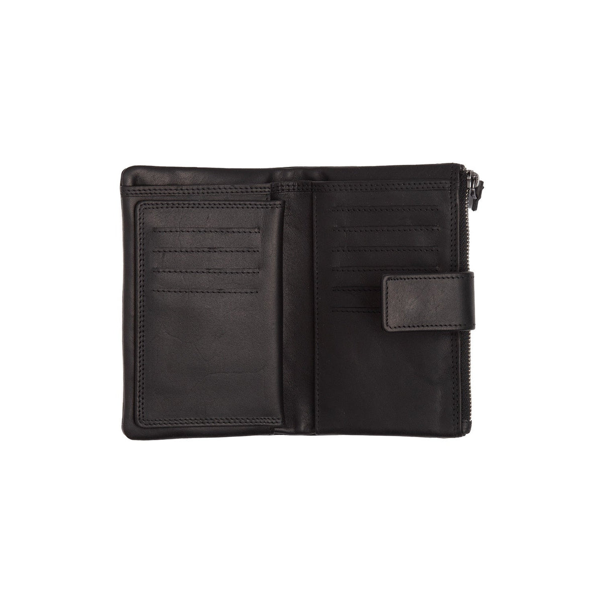 Landau Full-Grain Leather Wallet Damska - Structured Side Profile Showing Gusset Depth &amp; Expansion Capacity