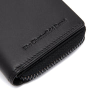 Solid Antique Brass Hardware &amp; Heavy-Duty Dual Zipper Detail on Lenwick Full-Grain Leather Wallet Damska