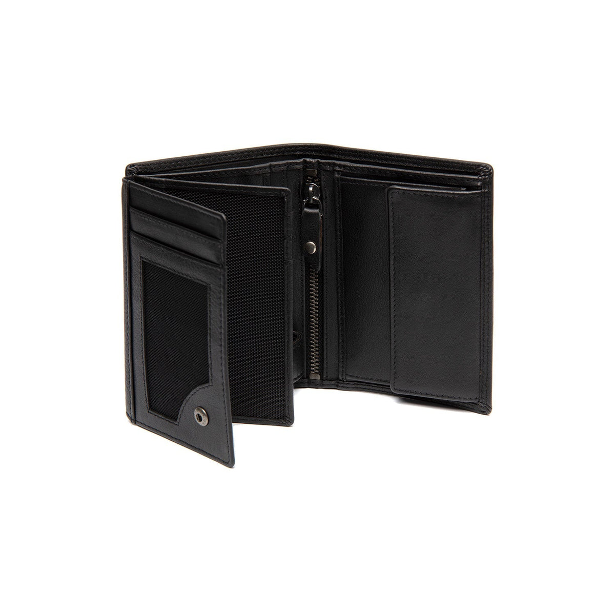 Solid Antique Brass Hardware &amp; Heavy-Duty Dual Zipper Detail on Leroy Full-Grain Leather Wallet Męska