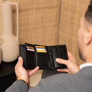 Leroy Full-Grain Leather Wallet Męska - Structured Side Profile Showing Gusset Depth &amp; Expansion Capacity