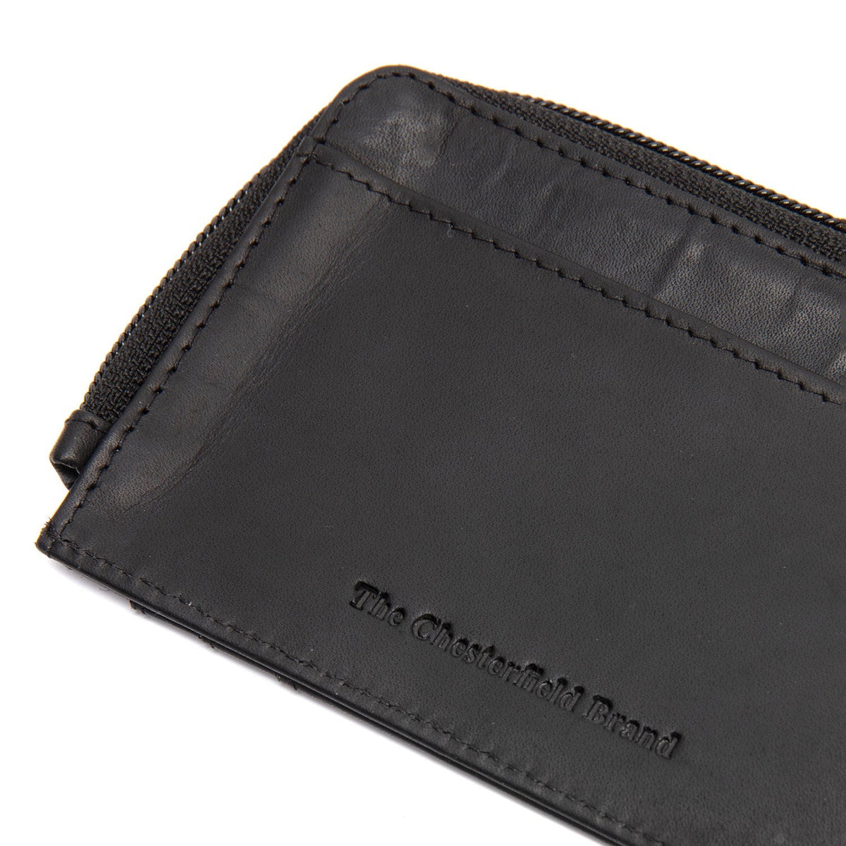 Solid Antique Brass Hardware &amp; Heavy-Duty Dual Zipper Detail on Livenza Full-Grain Leather Wallet Damska
