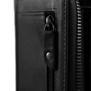 Solid Antique Brass Hardware &amp; Heavy-Duty Dual Zipper Detail on Nova Full-Grain Leather Wallet Damska