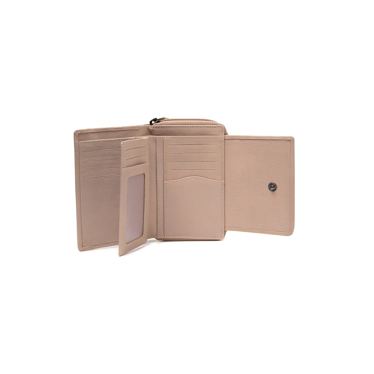 Solid Antique Brass Hardware &amp; Heavy-Duty Dual Zipper Detail on Orveta Full-Grain Leather Wallet Damska