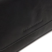 Solid Antique Brass Hardware &amp; Heavy-Duty Dual Zipper Detail on Rhodos Full-Grain Leather Wallet Damska