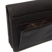 Solid Antique Brass Hardware &amp; Heavy-Duty Dual Zipper Detail on Salzburg Full-Grain Leather Wallet Damska