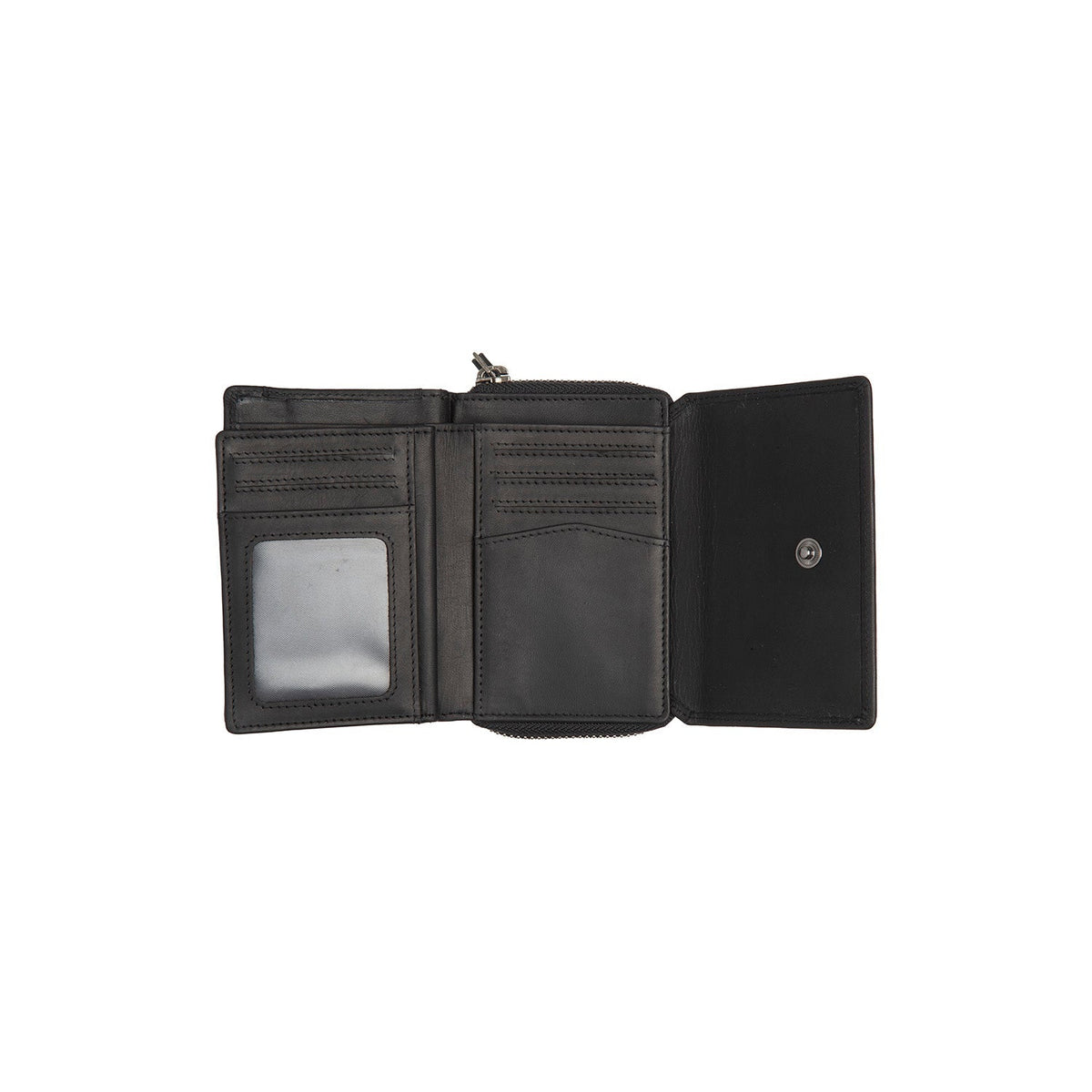 Sorraia Full-Grain Leather Wallet Damska - Structured Side Profile Showing Gusset Depth &amp; Expansion Capacity
