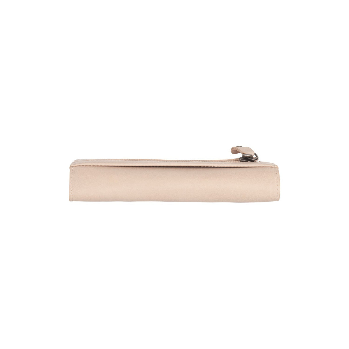 Solid Antique Brass Hardware &amp; Heavy-Duty Dual Zipper Detail on Valetta Full-Grain Leather Wallet Damska