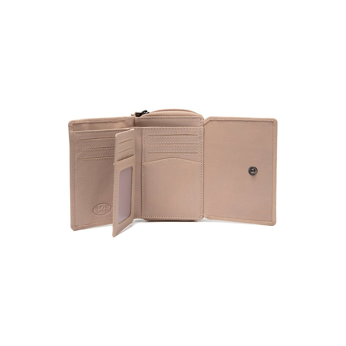 Zelan Full-Grain Leather Wallet Damska - Structured Side Profile Showing Gusset Depth &amp; Expansion Capacity