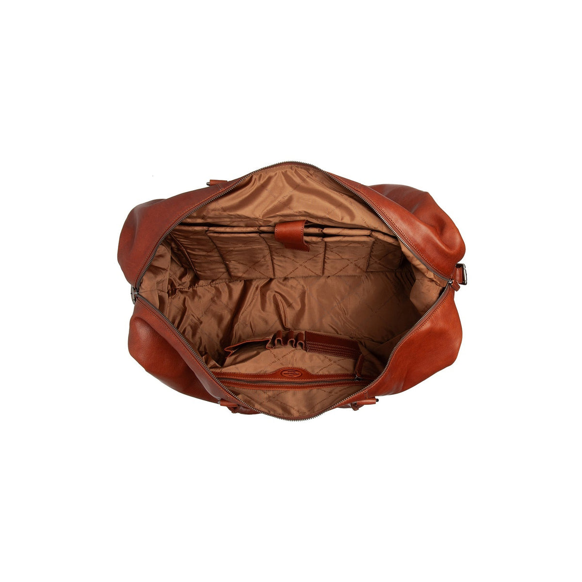 Solid Antique Brass Hardware &amp; Heavy-Duty Dual Zipper Detail on Cavoli Full-Grain Leather Weekender Bag Damska