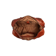 Solid Antique Brass Hardware &amp; Heavy-Duty Dual Zipper Detail on Cavoli Full-Grain Leather Weekender Bag Damska