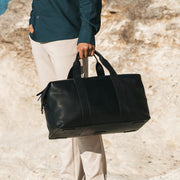 Conor Full-Grain Leather Weekender Bag Damska - Structured Side Profile Showing Gusset Depth &amp; Expansion Capacity