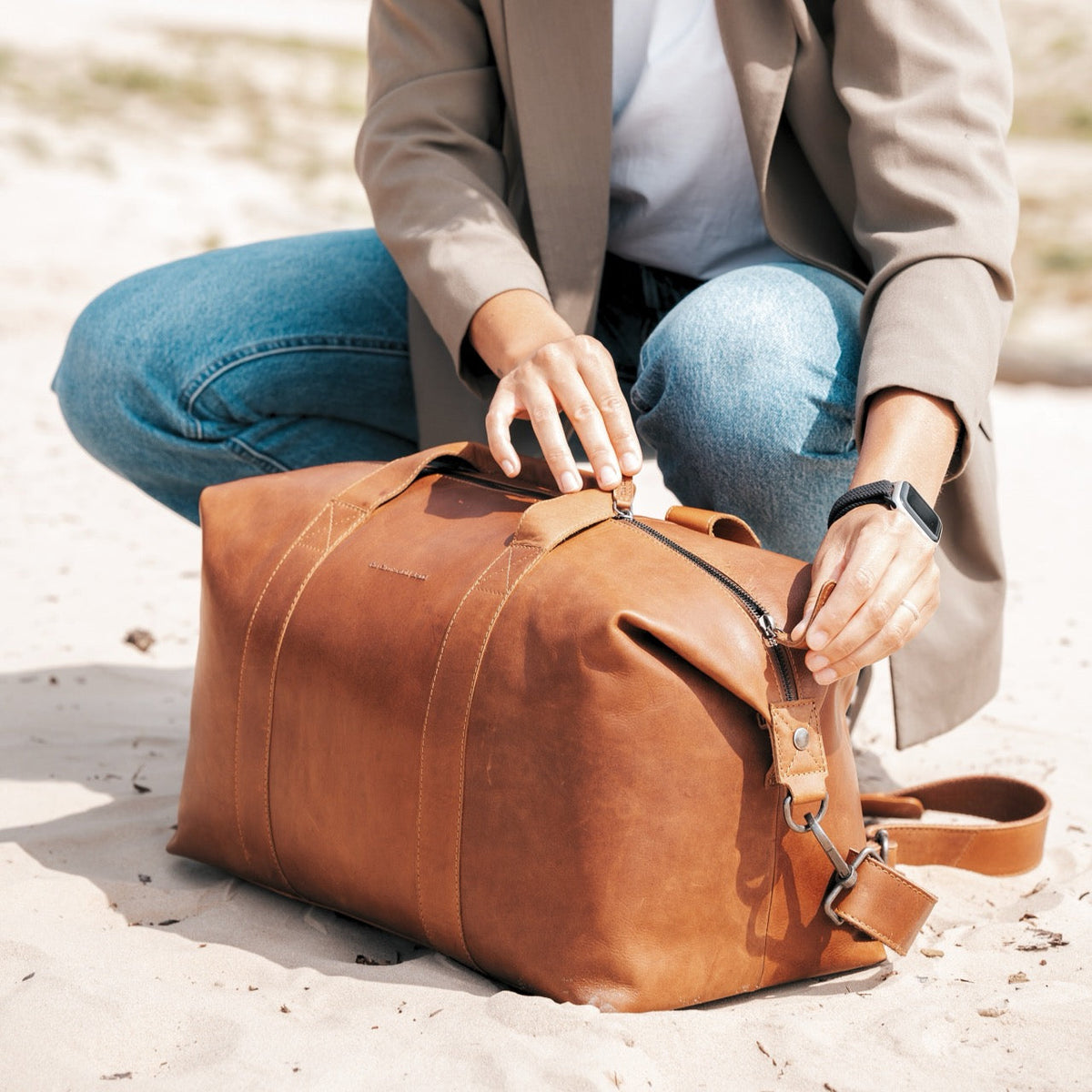 Conor Full-Grain Leather Weekender Bag Damska – alternate product view 3