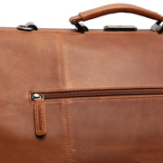 Solid Antique Brass Hardware &amp; Heavy-Duty Dual Zipper Detail on Corfu Full-Grain Leather Weekender Bag Damska