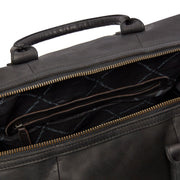Solid Antique Brass Hardware &amp; Heavy-Duty Dual Zipper Detail on Portsmouth Full-Grain Leather Weekender Bag Damska
