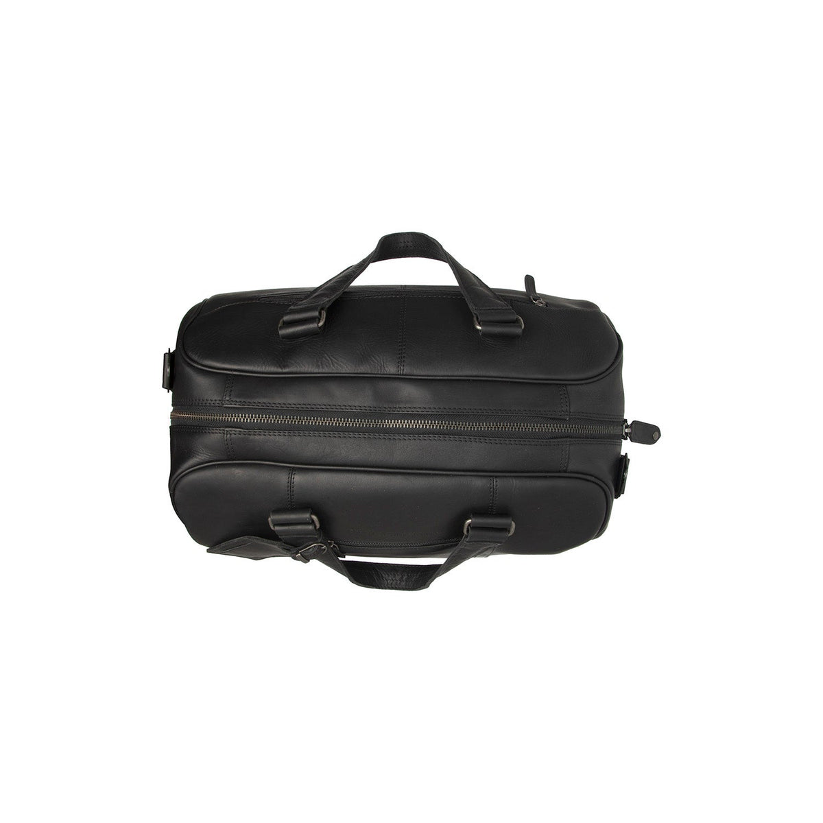 Solid Antique Brass Hardware &amp; Heavy-Duty Dual Zipper Detail on Volenza Full-Grain Leather Weekender Bag Damska