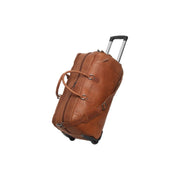 Cognac Leather Weekender Trolley Jayven Damska, front view