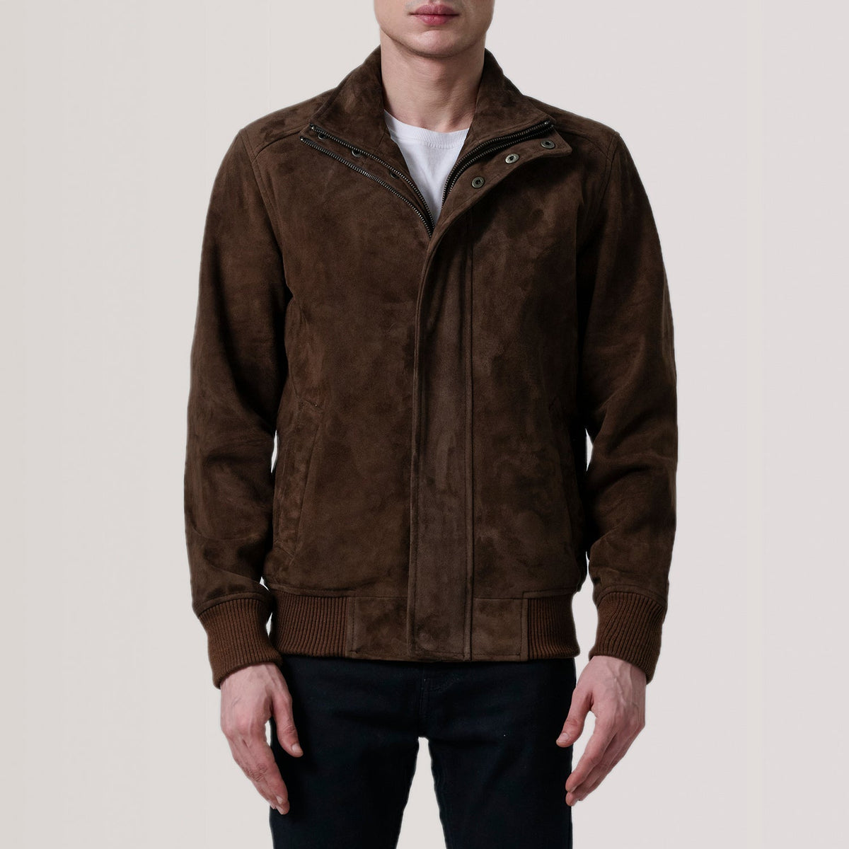 Lester Brązowa Suede Skórzana Kurtka Bomberka Męska – alternate product view 3