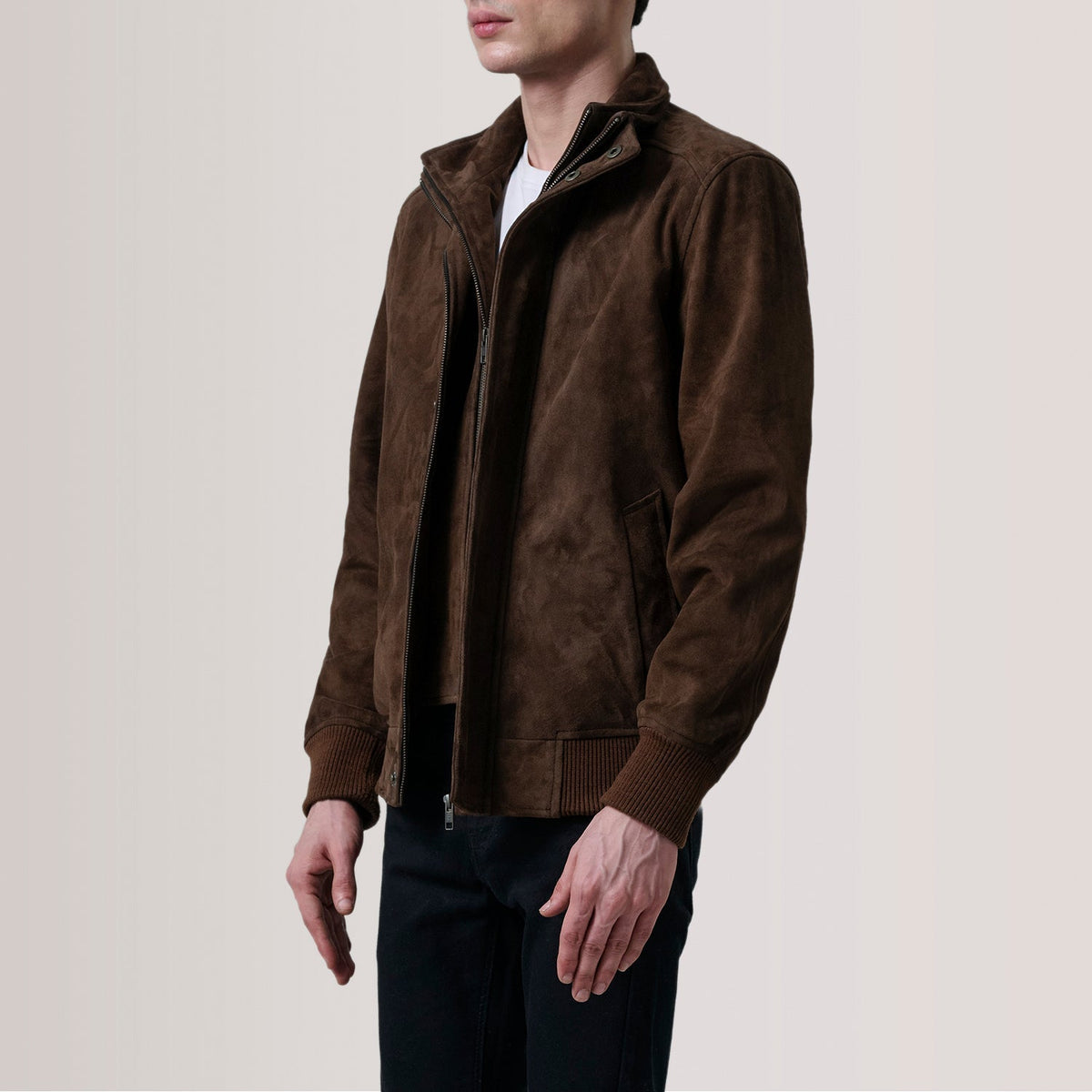 Lester Brązowa Suede Skórzana Kurtka Bomberka Męska – alternate product view 4