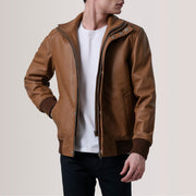 Lester Brązowa Suede Skórzana Kurtka Bomberka Męska – alternate product view 1