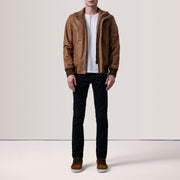 Lester Brązowa Suede Skórzana Kurtka Bomberka Męska – alternate product view 2