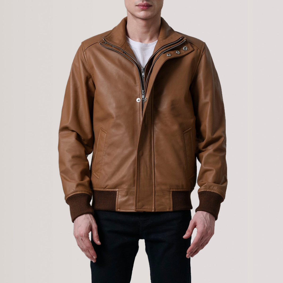 Lester Brązowa Suede Skórzana Kurtka Bomberka Męska – alternate product view 4