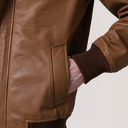 Lester Brązowa Suede Skórzana Kurtka Bomberka Męska – alternate product view 6