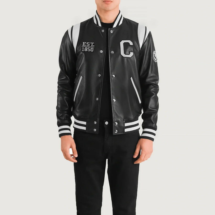 Liberte California Czarna Leather Varsity Kurtka Skórzana Męska