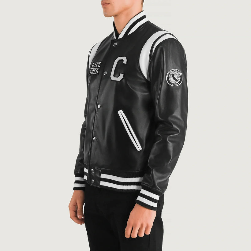 Liberte California Czarna Leather Varsity Kurtka Skórzana Męska