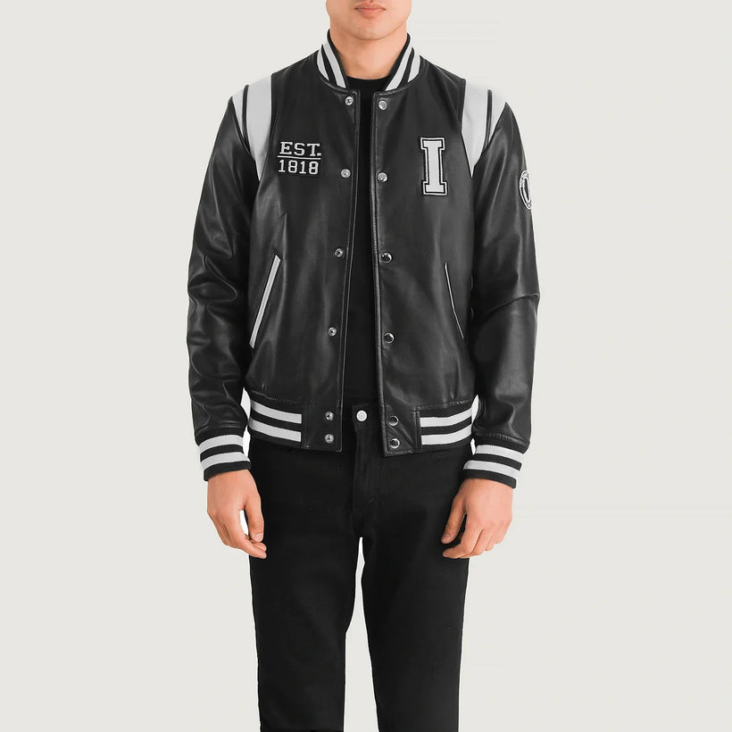 Liberte Illinois Czarna Leather Varsity Kurtka Skórzana Męska
