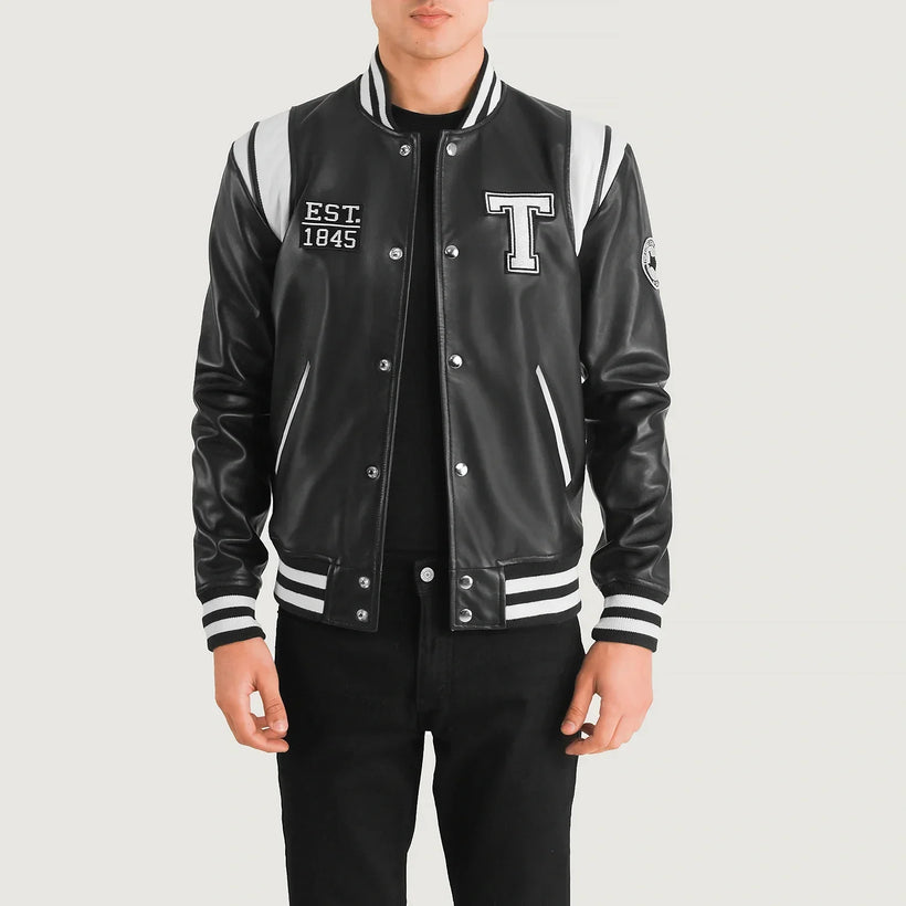 Liberte Texas Czarna Leather Varsity Kurtka Skórzana Męska