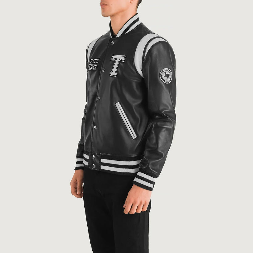 Liberte Texas Czarna Leather Varsity Kurtka Skórzana Męska