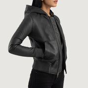 
Luna Hooded Skórzana Kurtka Bomberka Damska – alternate product view 2
