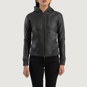 
Luna Hooded Skórzana Kurtka Bomberka Damska – alternate product view 4