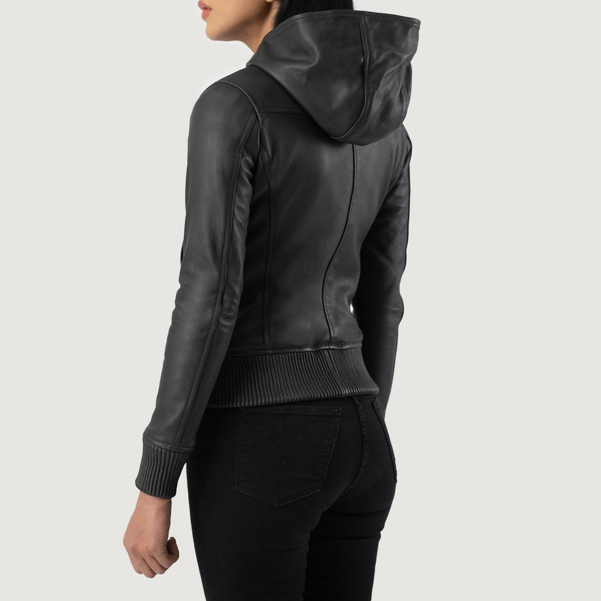 
Luna Hooded Skórzana Kurtka Bomberka Damska – alternate product view 5