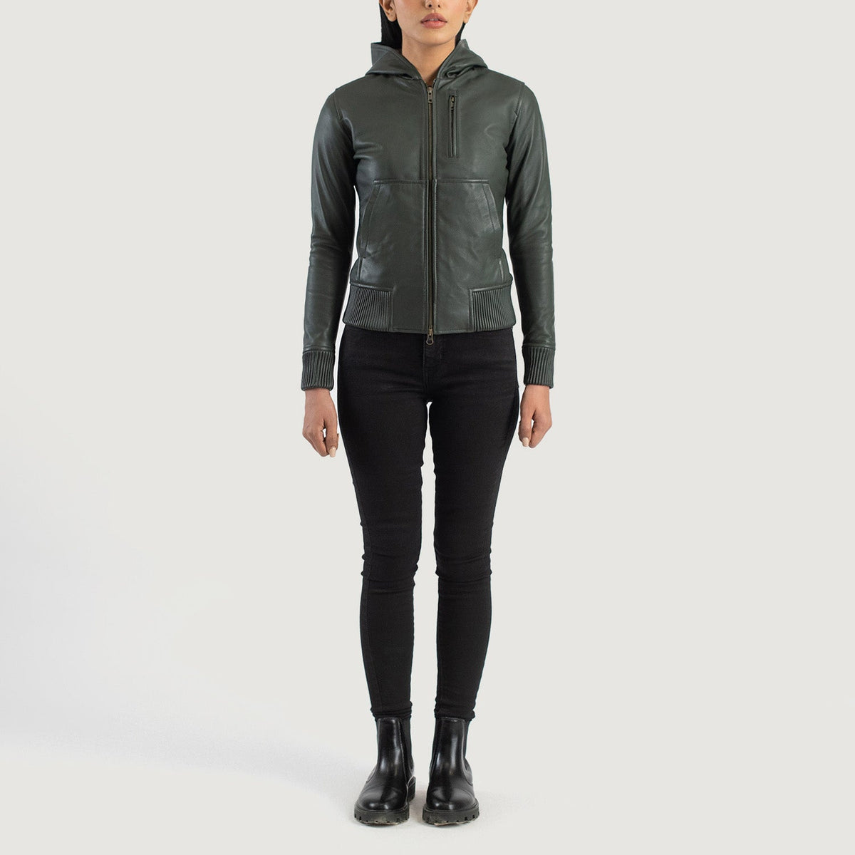 
Luna Hooded Skórzana Kurtka Bomberka Damska – alternate product view 3