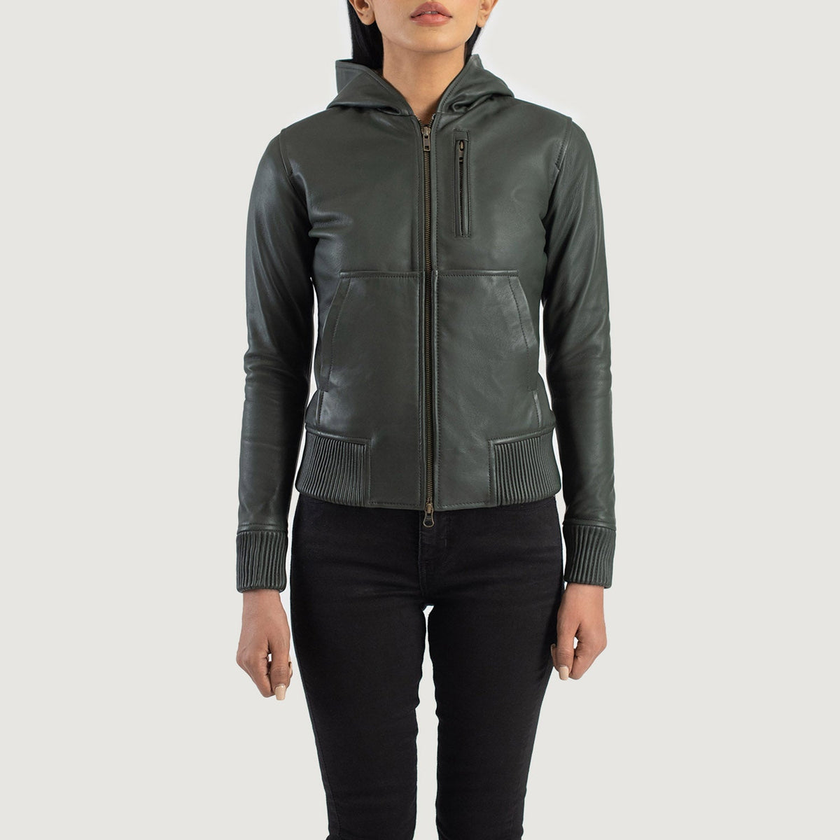 
Luna Hooded Skórzana Kurtka Bomberka Damska – alternate product view 4