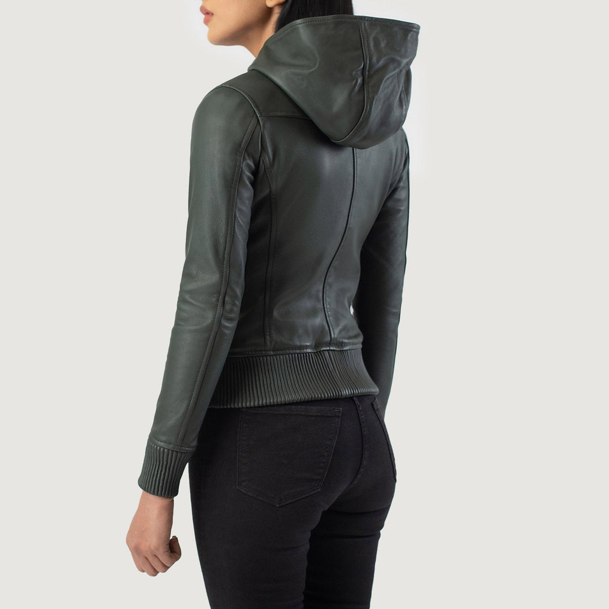 
Luna Hooded Skórzana Kurtka Bomberka Damska – alternate product view 5