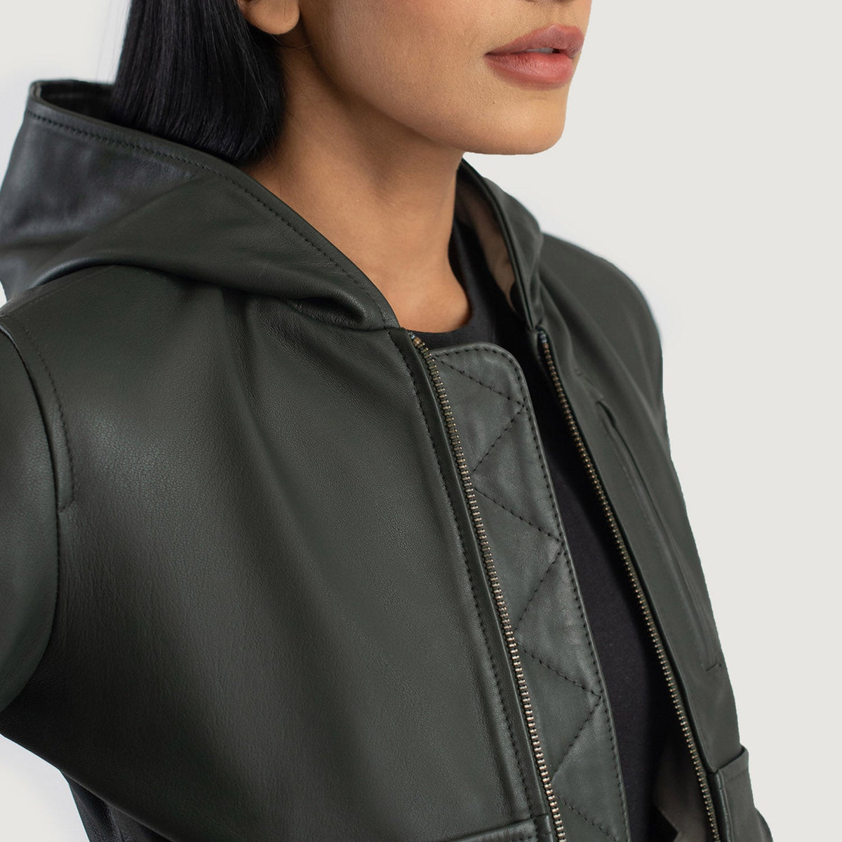 
Luna Hooded Skórzana Kurtka Bomberka Damska – alternate product view 6