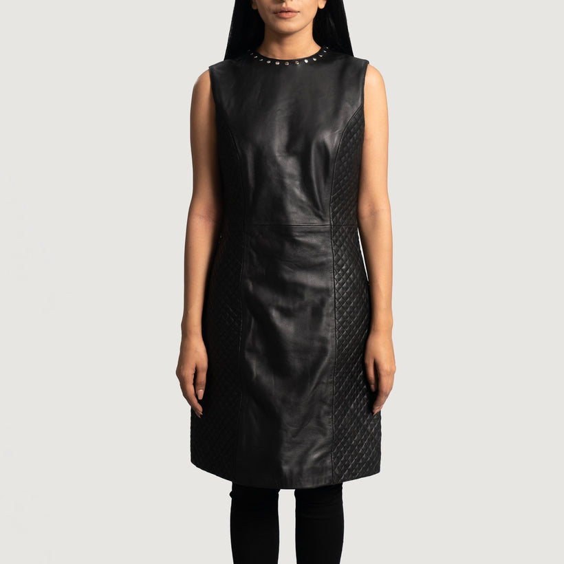 Luxe Czarna Leather Dress Damska