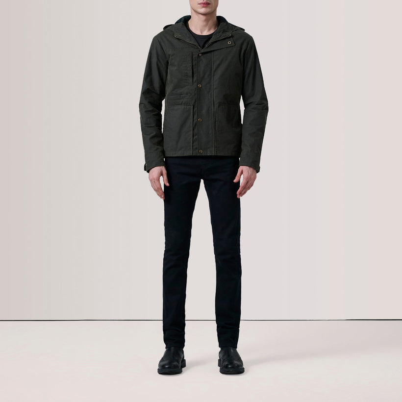 Marlo Olive Canvas Hooded Work Kurtka Skórzana Męska