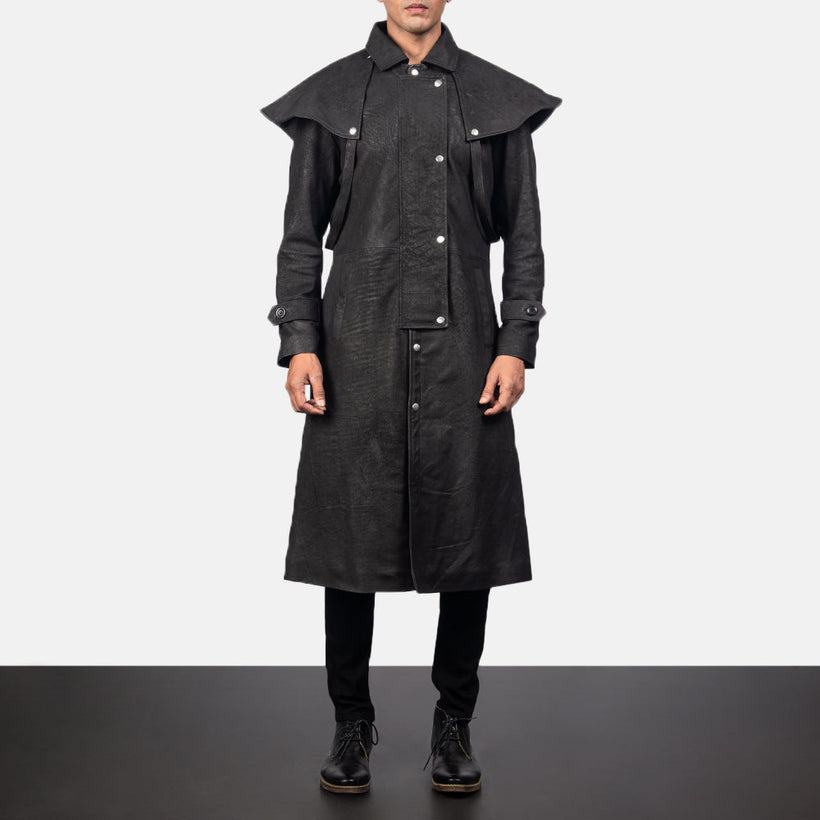 Maverick Czarny Leather Duster Męska